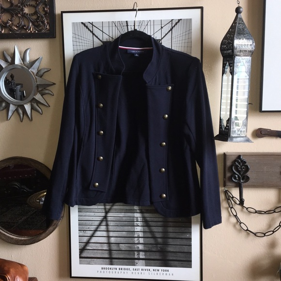 NWOT Tommy Hilfiger M navy blue military jacket - Picture 4 of 7